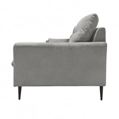 Canapé droit 2 places en tissu avec 2 coussins d'accoudoirs et piètement métal - gris - Vue de côté - TYNA