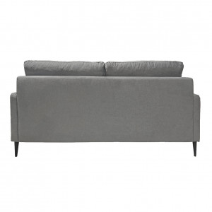 Canapé droit 2 places en tissu avec 2 coussins d'accoudoirs et piètement métal - gris - Vue de dos - TYNA
