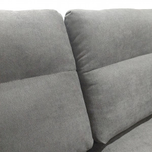 Canapé droit 2 places en tissu avec 2 coussins d'accoudoirs et piètement métal - gris - Zoom côté - TYNA