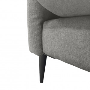 Canapé droit 2 places en tissu avec 2 coussins d'accoudoirs et piètement métal - gris - Zoom piètement - TYNA