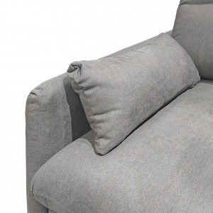 Canapé droit 2 places en tissu avec 2 coussins d'accoudoirs et piètement métal - gris - Zoom coussins - TYNA