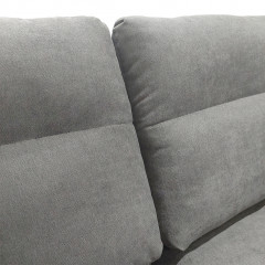 Canapé droit 3 places en tissu avec 2 coussins d'accoudoirs et piètement métal - gris - Vue dossier - TYNA