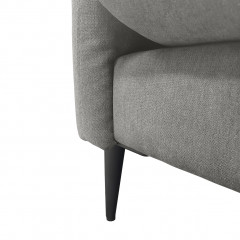 Canapé droit 3 places en tissu avec 2 coussins d'accoudoirs et piètement métal - gris - Vue piètement - TYNA