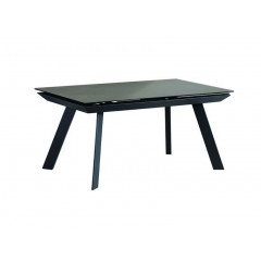 Table extensible plateau céramique marbrée gris anthracite 160/240 cm - vue en angle - MARKUS