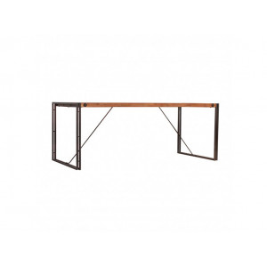 Table repas en bois et métal style industriel 160x90cm - vue en angle - ATELIER