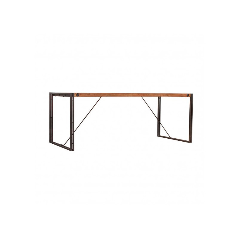Table repas en bois et métal style industriel 160x90cm - vue en angle - ATELIER