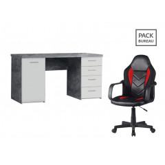 Pack bureau - chaise + bureau avec rangements L145cm - ESTEBANE