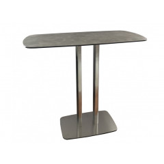 Table haute rectangulaire plateau céramique gris et pieds acier 120 cm - STING