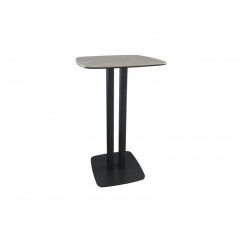 Table haute carré céramique gris et piétement en acier 60cm - Vue de 3/4 - STING
