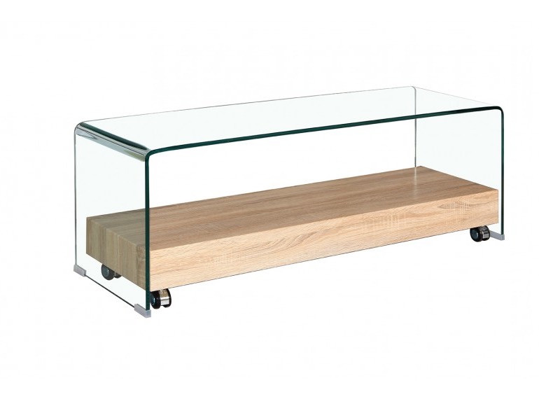 Meuble TV en verre transparent - vue 3/4 - GLASS