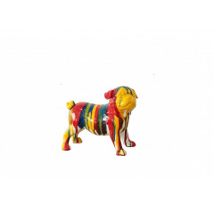 Statuette Chien Multicolore en résine L22 cm - design pop art - coloré et original -  BOULEDOGUE POP