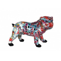 Statuette chien patchwork multicolore en résine H. 26cm - GRAFI