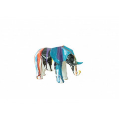 Statuette éléphant multicolore bleu en résine L33 cm - ELEPH