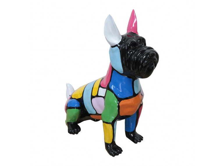 Statuette d'un chien en résine avec peinture multicolore - DOGGY SCOTT