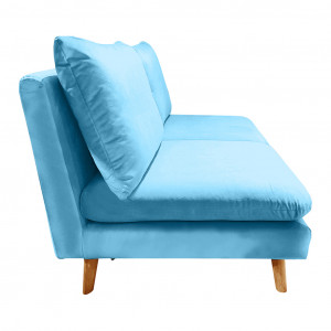 Chauffeuse 2 places en velours : Canapé modulable - coloris bleu - vue de profil- GARY