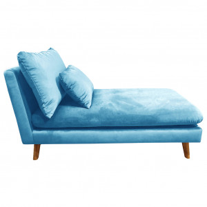 Méridienne en velours : Canapé modulable - coloris bleu - vue de profil- GARY