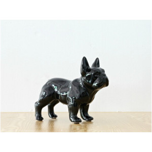 Décoration chien bulldog  noir en résine - statuette contemporaine H20 cm - MAXWELL