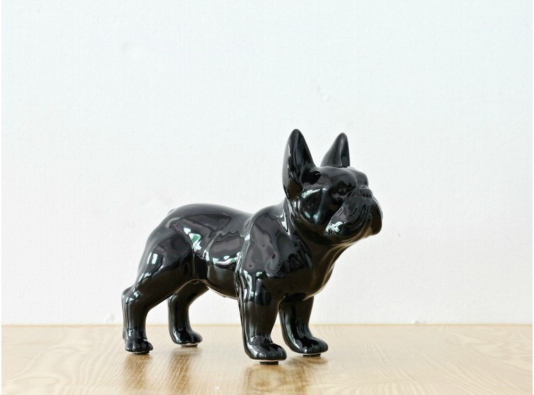 Décoration chien bulldog  noir en résine - statuette contemporaine H20 cm - MAXWELL