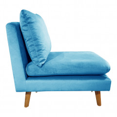 Chauffeuse en velours : Canapé modulable - coloris bleu - vue de profil-GARY