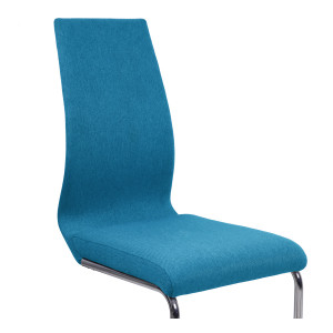 Chaise en tissu avec piètement métal chromé forme luge - bleu - zoom dossier - GINI