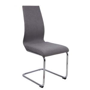 Chaise en tissu avec piètement métal chromé forme luge - gris - vue de face - GINI