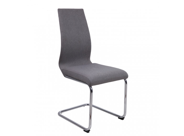 Chaise en tissu avec piètement métal chromé forme luge - gris - vue de face - GINI