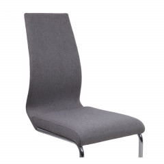 Chaise en tissu avec piètement métal chromé forme luge - gris - zoom dossier - GINI