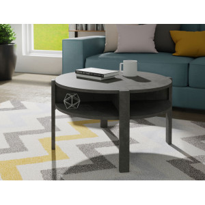 Table basse ronde en bois D74cm - coloris gris anthracite - vue ambiance- BAGO