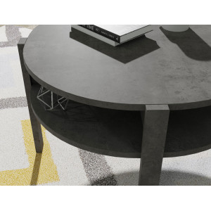 Table basse ronde en bois D74cm - coloris gris anthracite - vue ambiance zoom- BAGO