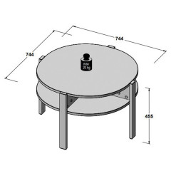 Table basse ronde en bois D74cm - 5 coloris - photo avec dimensions générale- BAGO