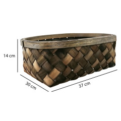 Panier en bois de pin tressé couleur bois - photo avec dimensions- BRIEUC