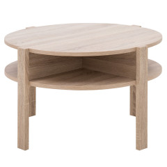 Table basse ronde en bois D74cm  - chêne sonoma - vue de profil- BAGO