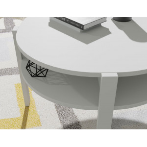 Table basse ronde en bois D74cm - blanc - vue ambiance zoom- BAGO
