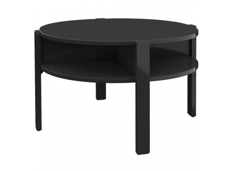 Table basse ronde en bois D74cm - noir - vue 3/4- BAGO