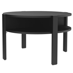 Table basse ronde en bois D74cm - noir - vue 3/4- BAGO