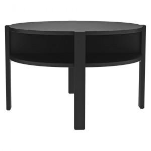Table basse ronde en bois D74cm - noir - vue de face- BAGO