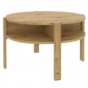 Table basse ronde en bois D74cm - 5 coloris - vue profil- BAGO