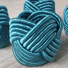 Lot 4 ronds de serviette avec tressage - zoom bleu-QUARI