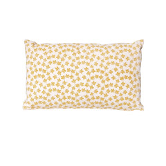 Coussin en tissu blanc avec motif floral jaune 30x50cm - vue de face-FIGUIER 640