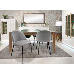 Chaise design en velours dossier capitonné - coloris gris - vue en ambiance - CLEA