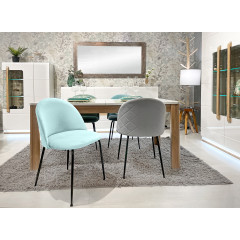 Chaise design en velours dossier capitonné - turquoise - vue en ambiance - CLEA