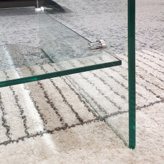 Table basse rectangulaire en verre trempé - zoom - BENT