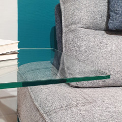 Bout de canapé carré en verre trempé - zoom plateau - BENT
