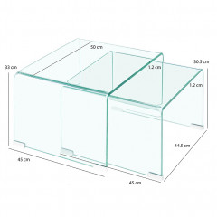 Ensemble 2 tables basses gigognes en verre trempé - dimensions - BENT