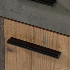 Bureau droit L110 cm avec rangement en bois effet vintage - zoom poignée - TOM