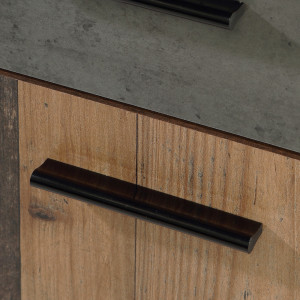 Bureau droit L110 cm avec rangement en bois effet vintage - zoom poignée - TOM