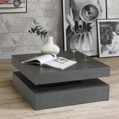 Table basse carré avec plateau rotatif gris - vue en ambiance - SWITCH