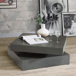 Table basse carré avec plateau rotatif gris - vue en ambiance - SWITCH