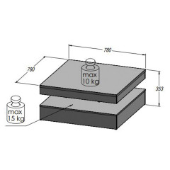 Table basse carré avec plateau rotatif gris - dimensions - SWITCH