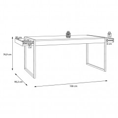 Table de repas avec tiroirs en bois effet chêne - dimensions - MIAMI